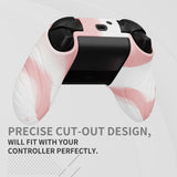 PlayVital Samurai Edition Pink & White Anti-slip Controller Grip Silicone Skin, Ergonomic Soft Rubber Protective Case Cover for Xbox Series S/X Controller with Black Thumb Stick Caps - WAX3026