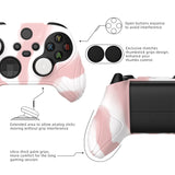 PlayVital Samurai Edition Pink & White Anti-slip Controller Grip Silicone Skin, Ergonomic Soft Rubber Protective Case Cover for Xbox Series S/X Controller with Black Thumb Stick Caps - WAX3026