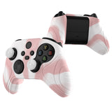 PlayVital Samurai Edition Pink & White Anti-slip Controller Grip Silicone Skin, Ergonomic Soft Rubber Protective Case Cover for Xbox Series S/X Controller with Black Thumb Stick Caps - WAX3026