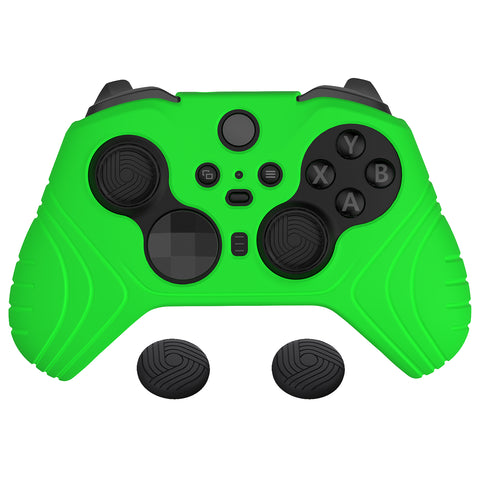 PlayVital Samurai Edition Anti Slip Silicone Case Cover for Xbox Elite Wireless Controller Series 2, Ergonomic Soft Rubber Skin Protector for Xbox Elite Series 2 with Thumb Grip Caps - Green - XBE2M011