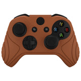 PlayVital Samurai Edition Signal Brown Anti-Slip Controller Grip Silicone Skin for Xbox One X/S Controller, Ergonomic Soft Rubber Protective Case Cover for Xbox One S/X Controller with Black Thumb Stick Caps - XOQ046