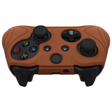 PlayVital Samurai Edition Signal Brown Anti-Slip Controller Grip Silicone Skin for Xbox One X/S Controller, Ergonomic Soft Rubber Protective Case Cover for Xbox One S/X Controller with Black Thumb Stick Caps - XOQ046