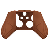 PlayVital Samurai Edition Signal Brown Anti-Slip Controller Grip Silicone Skin for Xbox One X/S Controller, Ergonomic Soft Rubber Protective Case Cover for Xbox One S/X Controller with Black Thumb Stick Caps - XOQ046