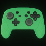 PlayVital Samurai Edition Ergonomic Silicone Skin Protective Case for Nintendo Switch Pro Controller, Soft Anti-slip Controller Grip Protector for Nintendo Switch Pro with Thumb Grip Caps - Glow in Dark - Green - EBNPP007