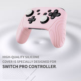 PlayVital Samurai Edition Ergonomic Silicone Skin Protective Case for Nintendo Switch Pro Controller, Soft Anti-slip Controller Grip Protector for Nintendo Switch Pro with Thumb Grip Caps - Cherry Blossoms Pink - EBNPP011