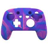 PlayVital Samurai Edition Ergonomic Silicone Skin Protective Case for Nintendo Switch Pro Controller, Soft Anti-slip Controller Grip Protector for Nintendo Switch Pro with Thumb Grip Caps - Pink & Purple & Blue- EBNPP005