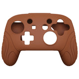 PlayVital Samurai Edition Ergonomic Silicone Skin Protective Case for Nintendo Switch Pro Controller, Soft Anti-slip Controller Grip Protector for Nintendo Switch Pro with Thumb Grip Caps - Signal Brown - EBNPP009