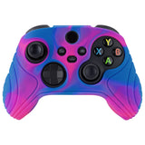 PlayVital Samurai Edition Pink & Purple & Blue Anti-slip Controller Grip Silicone Skin, Ergonomic Soft Rubber Protective Case Cover for Xbox Series S/X Controller with Black Thumb Stick Caps - WAX3015