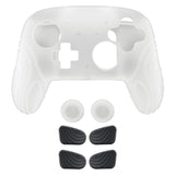PlayVital Samurai Edition Protective Skin Case for Nintendo Switch 2 Pro Controller with Back Button Caps & Thumb Grips, Shockproof  for Switch 2 Pro Controller Silicone Cover - Clear White - BADPTP004