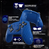 PlayVital Samurai Edition Protective Skin Case for Nintendo Switch 2 Pro Controller with Back Button Caps & Thumb Grips & Stickers, Shockproof  for Switch 2 Pro Controller Silicone Cover - Blue - BADPTP005