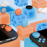PlayVital Silicone Button Covers and Thumb Grip Set for Nintendo Switch 2, 8 Colorful ABXY Directional Button Caps & 8 Joystick Caps for Joycon 2 - Black & Gray & Blue & Orange - WWYNTM040