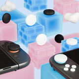 PlayVital Silicone Button Covers and Thumb Grip Set for Nintendo Switch 2, 8 Colorful ABXY Directional Button Caps & 8 Joystick Caps for Joycon 2 - Black & White - WWYNTM051