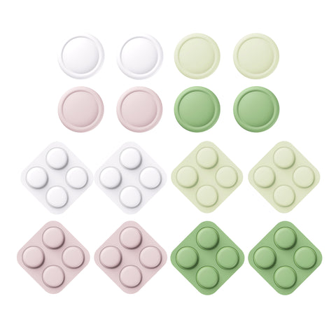 PlayVital Silicone Button Covers and Thumb Grip Set for Nintendo Switch 2, 8 Colorful ABXY Directional Button Caps & 8 Joystick Caps for Joycon 2 - White & Yellow & Pink & Matcha Green - WWYNTM041