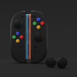 PlayVital Silicone Button Covers and Thumb Grip Set for Nintendo Switch 2, 4 Colorful ABXY Directional Button Caps & 2 Joystick Caps for Joycon 2 - Black - WWYNTM042