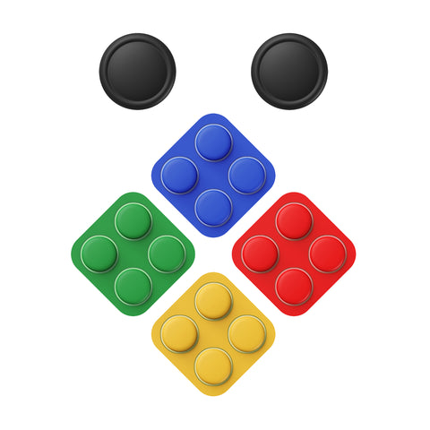 PlayVital Silicone Button Covers and Thumb Grip Set for Nintendo Switch 2, 4 Colorful ABXY Directional Button Caps & 2 Joystick Caps for Joycon 2 - Black - WWYNTM042