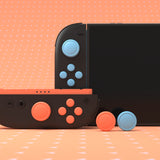 PlayVital Silicone Button Covers and Thumb Grip Set for Nintendo Switch 2, 2 ABXY Directional Button Caps & 2 Joystick Caps for Joycon 2 - Blue & Orange - WWYNTM048