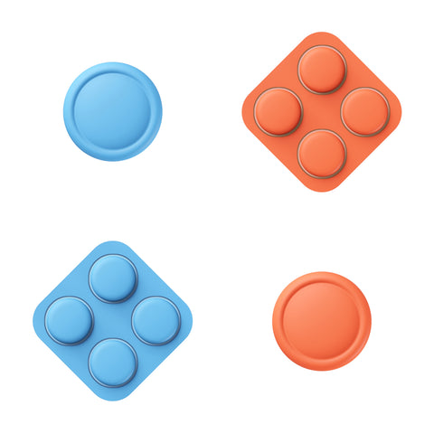 PlayVital Silicone Button Covers and Thumb Grip Set for Nintendo Switch 2, 2 ABXY Directional Button Caps & 2 Joystick Caps for Joycon 2 - Blue & Orange - WWYNTM048