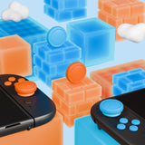 PlayVital Silicone Button Covers and Thumb Grip Set for Nintendo Switch 2, 2 ABXY Directional Button Caps & 2 Joystick Caps for Joycon 2 - Blue & Orange - WWYNTM048