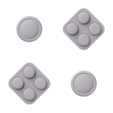 PlayVital Silicone Button Covers and Thumb Grip Set for Nintendo Switch 2, 2 ABXY Directional Button Caps & 2 Joystick Caps for Joycon 2 - New Hope Gray - WWYNTM047