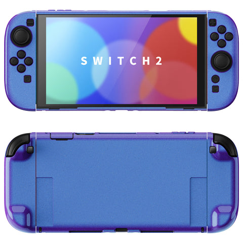 PlayVital Solid Color Series Protective Case for Nintendo Switch 2, Anti-Scratches Hard Shell Dockable Grip Cover with Extra Foldable Stand & Thumb Grips for Nintendo Switch 2  - Chameleon Purple Blue - AXKNTP007
