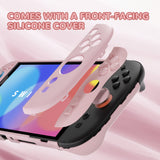 PlayVital Solid Color Series Protective Case for Nintendo Switch 2, Anti-Scratches Hard Shell Dockable Grip Cover with Extra Foldable Stand & Thumb Grips for Nintendo Switch 2  - Cherry Blossoms Pink - AXKNTM004