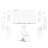 PlayVital Solid Color Series Protective Case for Nintendo Switch 2, Anti-Scratches Hard Shell Dockable Grip Cover with Extra Foldable Stand & Thumb Grips for Nintendo Switch 2  - White - AXKNTM006