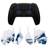 PlayVital Premium Grip for ps5 Wireless Controller, Split Design Anti-Skid Soft Hexagonal Diamond Textures Sweat-Absorbent Handle Grips Protector for ps5 Controller – The Great Wave - FHPFV001