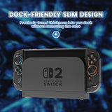 PlayVital Stellar Mecha Protective Case for Nintendo Switch 2, Ergonomic Anti-slip Silicone Grip Cover, Dockable Hard Case Shell for Switch 2 with Joystick Cap & Sticker - Black - JXUNTP001