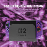 PlayVital Stellar Mecha Protective Case for Nintendo Switch 2, Ergonomic Anti-slip Silicone Grip Cover, Dockable Hard Case Shell for Switch 2 with Joystick Cap & Sticker - Smoky Purple - JXUNTP003