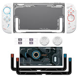 PlayVital Stellar Mecha Protective Case for Nintendo Switch 2, Ergonomic Anti-slip Silicone Grip Cover, Dockable Hard Case Shell for Switch 2 with Joystick Cap & Sticker - White - JXUNTP002