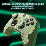 PlayVital Stellar Mecha Silicone Cover Skin for Xbox Series X/S Controller, Anti-slip Grip Protector with Thumb Grips & Sticker for Xbox Core Wireless Controller - Army Green & Sage Green - SAXX3P004
