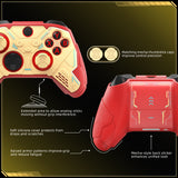 PlayVital Stellar Mecha Silicone Cover Skin for Xbox Series X/S Controller, Anti-slip Grip Protector with Thumb Grips & Sticker for Xbox Core Wireless Controller - Crimson Red & Iron Yellow - SAXX3P003