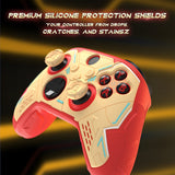 PlayVital Stellar Mecha Silicone Cover Skin for Xbox Series X/S Controller, Anti-slip Grip Protector with Thumb Grips & Sticker for Xbox Core Wireless Controller - Crimson Red & Iron Yellow - SAXX3P003
