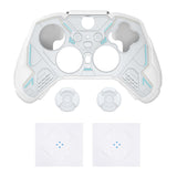 PlayVital Stellar Mecha Silicone Cover Skin for Xbox Elite Series 2 & Elite Series 2 Core, Non-Slip Grip Protector for Xbox Elite 2 with Thumb Grips & Stickers - Warm White & Snow White - HQWE2P002