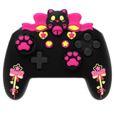 PlayVital Sweetheart Kitty Silicone Skin Compatible with Nintendo Switch Pro Controller – Kawaii Anti-Slip Cover, Switch Pro Controller Joystick Grips & Protective Silicone Case - Black - DHHNPP003