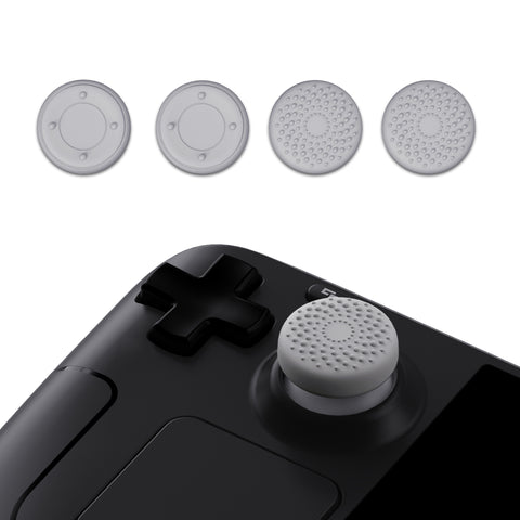 PlayVital Thumb Grip Caps for Steam Deck LCD, for PS Portal Remote Player Silicone Thumbsticks Grips Joystick Caps for Steam Deck OLED - Raised Dots & Studded Design - Fleeting Gray - YFSDM033