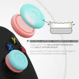 PlayVital Thumbs Cushion Caps Thumb Grips for ps5, for ps4, Thumbstick Grip Cover for Xbox Series X/S, Thumb Grip Caps for Xbox One, Elite Series 2, for Switch Pro Controller - Aqua Blue & Coral Pink - PJM3041
