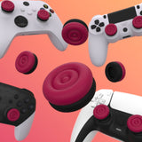 PlayVital Thumbs Cushion Caps Thumb Grips for ps5, for ps4, Thumbstick Grip Cover for Xbox Series X/S, Thumb Grip Caps for Xbox One, Elite Series 2, for Switch Pro Controller - Cosmic Red & Black - PJM3039