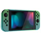 PlayVital UPGRADED Glossy Dockable Case Grip Cover for NS Switch, Ergonomic Protective Case for NS Switch, Separable Protector Hard Shell for Joycon - Gradient Translucent Green Blue - ANSP3009