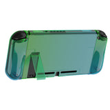 PlayVital UPGRADED Glossy Dockable Case Grip Cover for NS Switch, Ergonomic Protective Case for NS Switch, Separable Protector Hard Shell for Joycon - Gradient Translucent Green Blue - ANSP3009