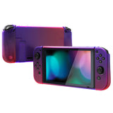 PlayVital UPGRADED Glossy Dockable Case Grip Cover for NS Switch, Ergonomic Protective Case for NS Switch, Separable Protector Hard Shell for Joycon - Clear Atomic Purple Rose Red - ANSP3008