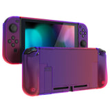 PlayVital UPGRADED Glossy Dockable Case Grip Cover for NS Switch, Ergonomic Protective Case for NS Switch, Separable Protector Hard Shell for Joycon - Clear Atomic Purple Rose Red - ANSP3008