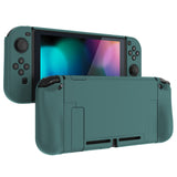 PlayVital UPGRADED Glossy Dockable Case Grip Cover for NS Switch, Ergonomic Protective Case for NS Switch, Separable Protector Hard Shell for Joycon - Hunter Green - ANSP3012