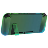 PlayVital UPGRADED Glossy Dockable Case Grip Cover for NS Switch, Ergonomic Protective Case for NS Switch, Separable Protector Hard Shell for Joycon - Gradient Translucent Green Blue - ANSP3009V2