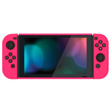 PlayVital UPGRADED Glossy Dockable Case Grip Cover for NS Switch, Ergonomic Protective Case for NS Switch, Separable Protector Hard Shell for Joycon - Bright Pink - ANSP3011