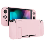 PlayVital UPGRADED Glossy Dockable Case Grip Cover for NS Switch, Ergonomic Protective Case for NS Switch, Separable Protector Hard Shell for Joycon - Cherry Blossoms Pink - ANSP3010