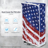 PlayVital Vertical Dust Cover for ps5 Slim Disc Edition(The New Smaller Design), Nylon Dust Proof Protector Waterproof Cover Sleeve for ps5 Slim Console - Impression US Flag - BMYPFH007