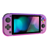 PlayVital ZealProtect Protective Case for Nintendo Switch Lite, Hard Shell Ergonomic Grip Cover for Switch Lite with Screen Protector & Thumb Grip Caps & Button Caps - Clear Atomic Purple Rose Red - PSLYP3012