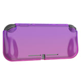 PlayVital ZealProtect Protective Case for Nintendo Switch Lite, Hard Shell Ergonomic Grip Cover for Switch Lite with Screen Protector & Thumb Grip Caps & Button Caps - Clear Atomic Purple Rose Red - PSLYP3012