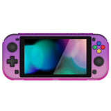 PlayVital ZealProtect Protective Case for Nintendo Switch Lite, Hard Shell Ergonomic Grip Cover for Switch Lite with Screen Protector & Thumb Grip Caps & Button Caps - Clear Atomic Purple Rose Red - PSLYP3012